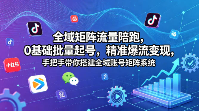 全域矩阵流量陪跑，0基础批量起号，精准爆流变现，手把手带你搭建全域账号矩阵系统-黑马项目网