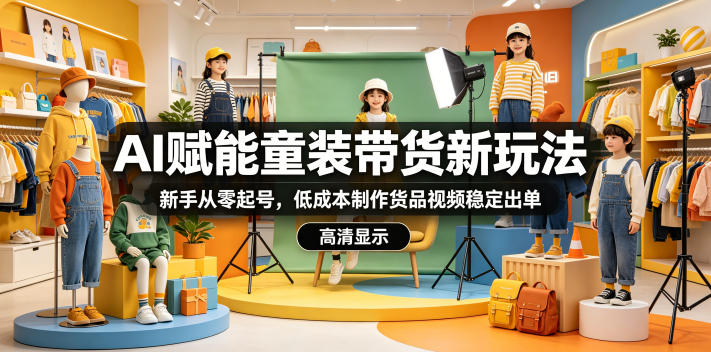 AI赋能童装带货新玩法，新手从零起号，低成本制作货品视频稳定出单-黑马项目网