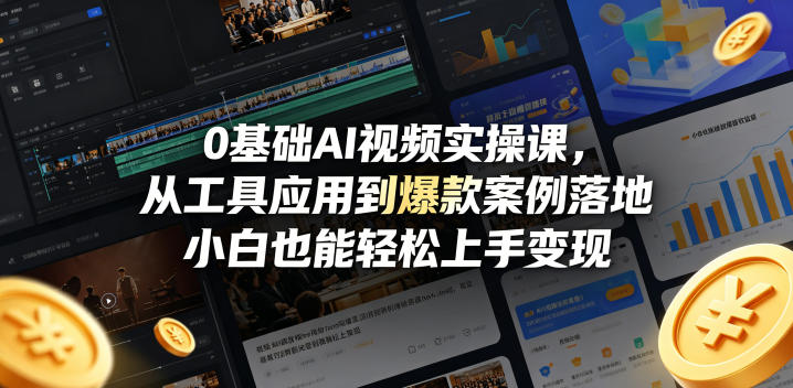 0基础AI视频实操课，从工具应用到爆款案例落地，小白也能轻松上手变现-黑马项目网