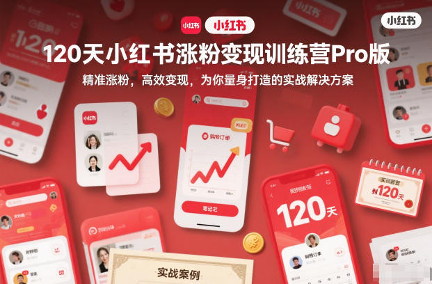 120天小红书涨粉变现训练营Pro版，精准涨粉，高效变现，为你量身打造的实战解决方案-黑马项目网
