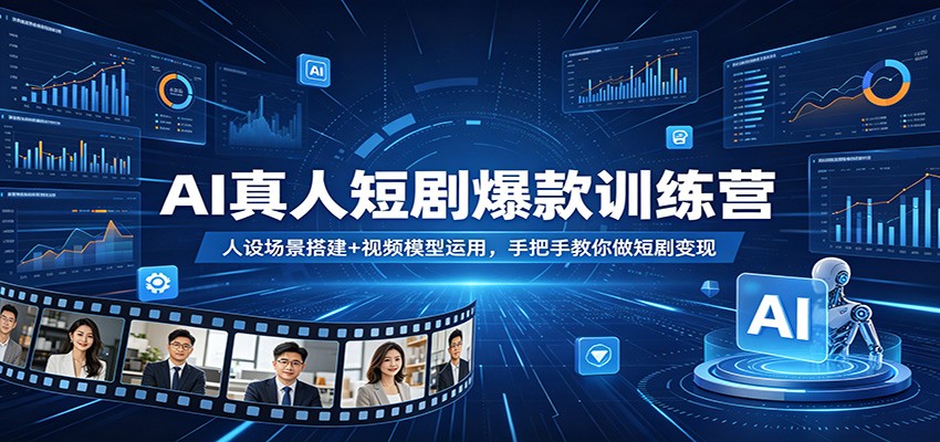 AI真人短剧爆款训练营：人设场景搭建+视频模型运用，手把手教你做短剧变现-黑马项目网