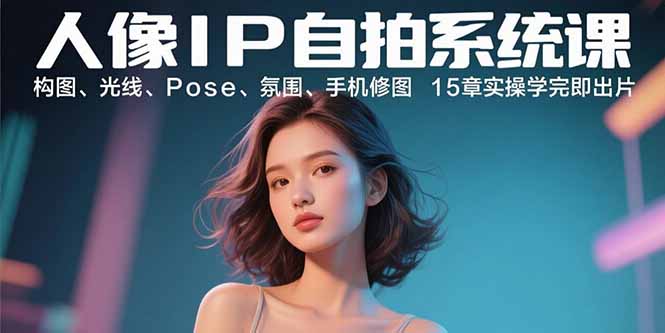 人像IP自拍系统课：构图、光线、Pose、氛围、手机修图 15章实操学完即出片-黑马项目网